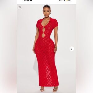 Dream Vacation Crochet Maxi Dress - Red